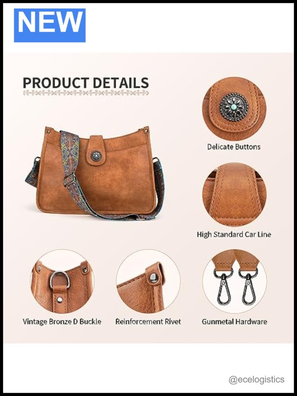 Mini Crossbody Bag with Cell Phone Pocket Faux Leather - Picture 6 of 6